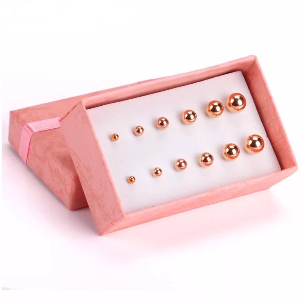 Anti allergy hypoallergenic 6 pairs earrings stud